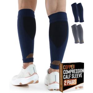 Doctor's Select 2 Pairs Copper Calf Compression Sleeve - Leg Compression Sleeves for Women & Men, Shin Splint Relief (Large-X-Large)