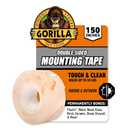 2 x Gorilla Tough & Clear Double Sided Mounting Tape, Clear Tape, 1" x 150" (Pack of 1) - Weatherproof for Indoor or Outdoor