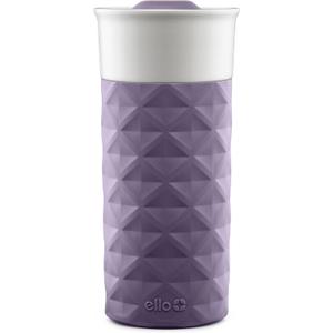 Ello Ogden 16oz Ceramic Travel Mug with Splash-Resistant Slider Lid and Protective Silicone Sleeve, Perfect for Coffee or Tea, BPA-Free, Dishwasher Safe (Deep Purple)