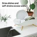 carrotez Dish Drying Rack, Dish Rack, Dish Drainer with Swivel Spout for Kitchen Counter, Auto Water Drainage, Durable, Rustproof, White