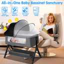 Bassinet Mosquito Net Cover - Half-Blackout Mosquito Net for Baby Crib & Bedside Sleeper, Breathable Crib net with 2-Way Zipper, Sun-Blocking Baby Mosquito Net Cover (Black-Small)