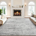 Area Rug 10x13 for Living Room - Mechine Washable Non-Slip Vintage Rugs for Bedroom - Low Pile Thin Large Floor Carpet for Dinning Room Home Office,Neutral Grey