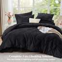 JOLLYVOGUE Black Queen Comforter Set 7 Pieces - Bed in a Bag Queen for All Season, Pintuck Bedding Comforter Sets with Comforter, Flat Sheet, Fitted Sheet and Pillowcases & Shams