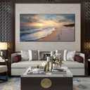 Ouzzlie Seascape Wall Art Ocean Wall Decor Blue Picture Art Print Sun Canvas Large Landscape Artwork for Living Room Bedroom Office 29" x 59"