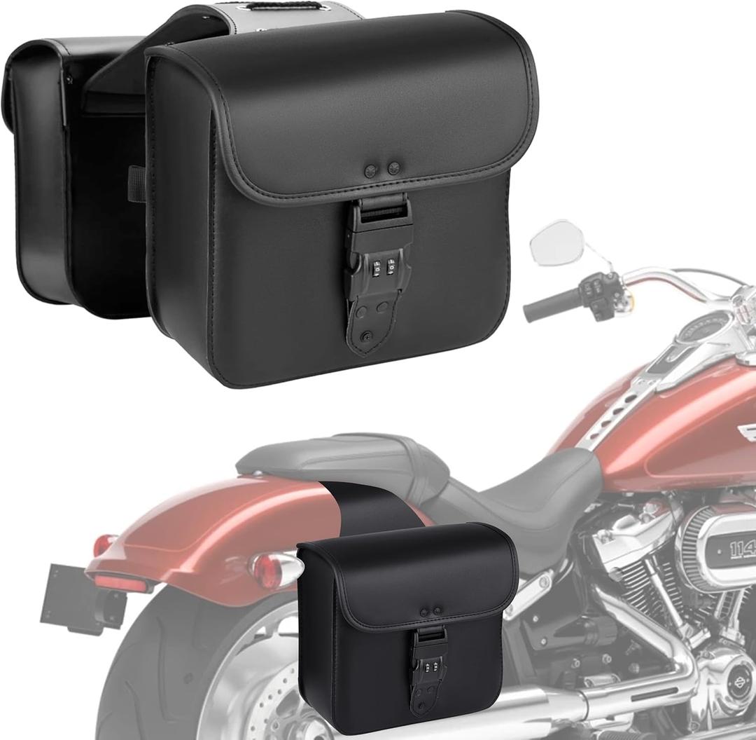 Nomad Motorcycle Saddlebags  Universal Throw Over Saddle Bag for Cruiser, Touring & Chopper Bikes  Heavy Duty, Waterproof, Secure Numeric Lock, Easy Mount, Rider Storage