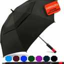 SIEPASA Golf Umbrella Large Automatic Open Extra Large Oversize Double Canopy Vented Umbrella Windproof Waterproof for Men and Women.(Black, 68", Red Handle)