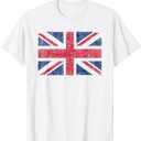 Retro Union Jack Vintage British Flag Great Britain UK T-Shirt, White, Large 