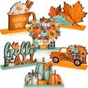 Yousoontic 6 Pcs Thanksgiving Table Decorations for Home Fall Signs Centerpieces Photo Props Thanksgiving Pumpkin Truck Tabletop Signs for Autumn Fall Harvest Party Decor