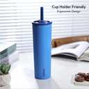 Candy Tumbler, 25 oz Kids Insulated Stainless Steel Water Bottle with Spill Resistant Silicone-Metal Straw and 2-in-1 Lid, BPA-Free, Cup Holder Friendly, Dishwasher Safe, Ocean Blue