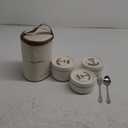 Dandat 3 Pcs Portable Insulated Lunch Container Set for Adult, Stackable Stainless Steel Bento Box for Hot Food with Insulated Lunch Bag Unisex 3 Separate Thermal Food Container(Beige)