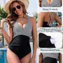 2 x HEEKPEK Womens Tummy Control Swimsuits One Piece Bathing Suit Front Cross Tie Back Slimming Ruched Push Up Padded Swimwear (XL)