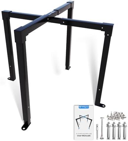 AC Security Cage, Adjustable Size Air Conditioner Security Cage for Round or Square Units Adjustable Height 24-46" Width 25-44", Heavy Duty Steel, Corrosion Resistant with Anti-Theft Screws