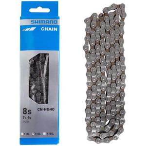 Shimano HG40 116 W/CL Chain - Grey, 6/7/8 Speed Shimano HG40 116 W/CL Chain - Grey, 6/7/8 Speed