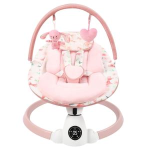 Baby Swing for Infants with 5 Swing Speeds, Portable Electric Baby Swing with Bluetooth, Remote Control & Touch Panel, 5-Point Harness, Indoor & Outdoor Use, Pink