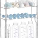 HBlife Baby Bottle Storage Organizer Wall Mount, 3 Tiers Adjustable Clear Acrylic Bottles Storage Station Case Box Container with 2 Removable Dividers and Magnetic Door for Countertop Cabinet, Medium