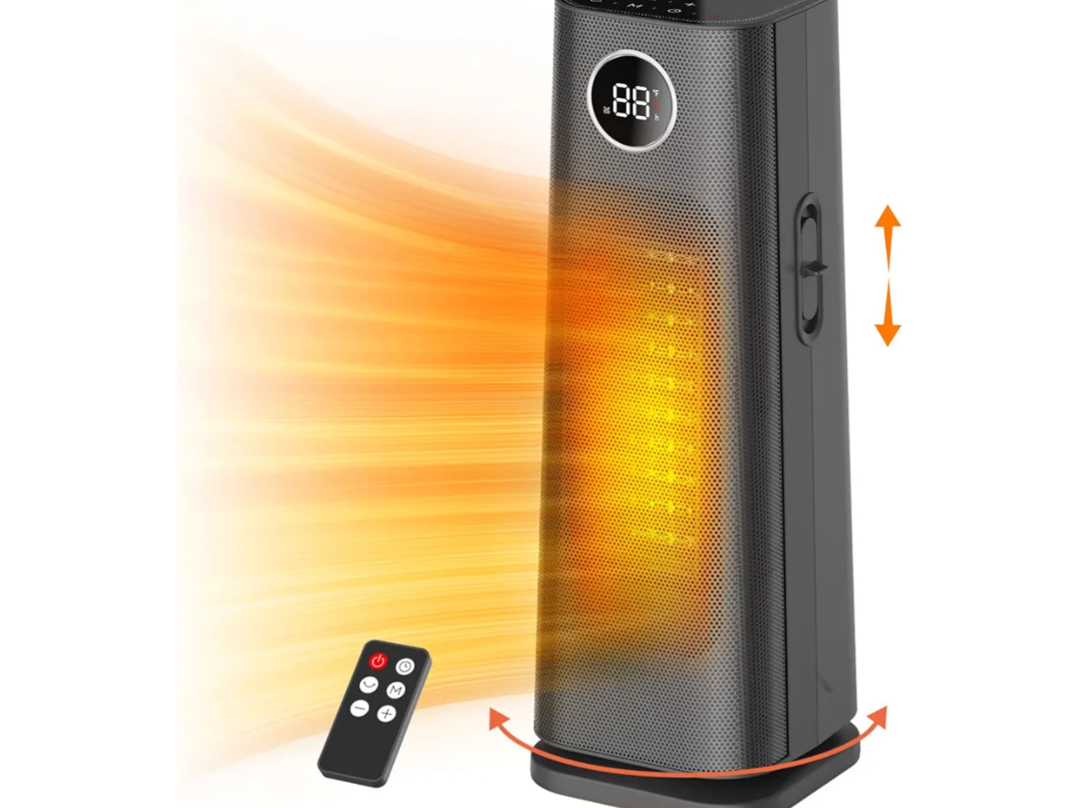 Space Heater for Indoor Use, 1500W Fast Electric Portable Ceramic Heaters with 4 Modes, 24H Timer, Thermostat Room Heater with Remote for Office Bedroom Use, Black