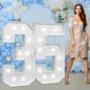 imprsv Marquee Numbers Large 35th-Birthday Decorations: 4ft Light Up Number Party Decor 35 Year Old 53th Birthday Decoration Backdrop 53 Anniversary Cardboard Big Mosaic Balloon Frame Number 35