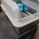 Homegroove Stainless Steel Sifting Litter Box for Pine Pellets, 23.6''Lx15.7''Wx12''H Cat Litter Box with Lid for Indoor Cats Metal Pellet Sifter Litter Pan with Plastic Scoop &10 Urine Pads (6 Inch)