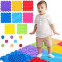 GlikCeil 8 Pcs Sensory Mats for Autistic Children Massage Game Mats Orthopedic Puzzle Play Pads Textured Sensory Floor Tiles for Kids Toddler Autism Fidgeting Activity Tactile Play(Rainbow Colors)