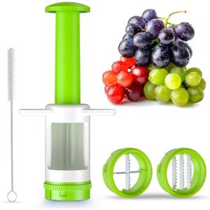 Grapes Cutter for Toddlers, Fruit & Veggie Cutter for Kids Grape Slicer Kitchen Tool, Perfect for Fruit Salads, Snacks, and Cake Decorations-Green Container-Green DoubleBlade