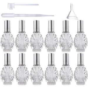YU FENG 12pcs Empty Engraved Glass Perfume Atomizer Bottles with Funnels Pipettes Dispensers,Refillable Spray Perfume Bottles (N3)