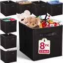 Reli. 13x13x13 Storage Cube Bins (8 Pack) | Large Cube Organizer Bins | 13x13 Fabric Storage Boxes | Fits Kallax | Collapsible, Foldable Fabric Cubby Box (Square) | Kids Room Organization (Black)