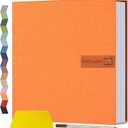 Popotop Large Photo Album Self Adhesive 4x6 5x7 8x10 Scrapbook Album DIY Picture Book,Gifts for Mom,Family Baby and Wedding,with Metal Pen and Plastic Board (Orange)