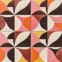 HOMETITUTE 10PCS 12x12 Inch Retro Abstract Geometric Color Block Floor Tiles Peel and Stick Removable Self Adhesive DIY Vinyl Flooring Stickers for Kitchen Bathroom Living Room Entryway Home Decor