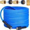 TOOLCY Super Flexible Pressure Washer Hose 50ft, 3400 PSI Kink Resistant Power Washer Hose 1/4 in., Replacement Power Wash Hose with M22 and 3/8" Quick Connection Kit for Gas & Electric