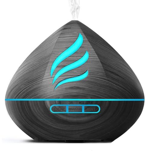 Essential Oil Scent Diffuser: 500ML Aroma Diffuser with Remote Control, Large Fragrance Aromatherapy Diffuser for Bedroom Home, Mist Humidifier with 14 Colors LED Lights and waterless Auto-Off, Black