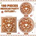 Potchen 180 Pcs Party Plates and Napkins 7'' and 9'' Paper Disposable Plates and Napkins Mexican Summer Beach Party Supplies Decorations Tableware Set Serve 60(Mexico,Brown)