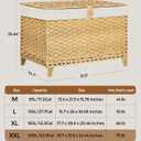 Honjourai Wicker Storage Basket with Lid,Rattan Shelf Basket with Removable Liner Bag,200L Storage Bin,Storage Trunk with Heightened Feet,Storage Container for Wardrobe,Home Organizer