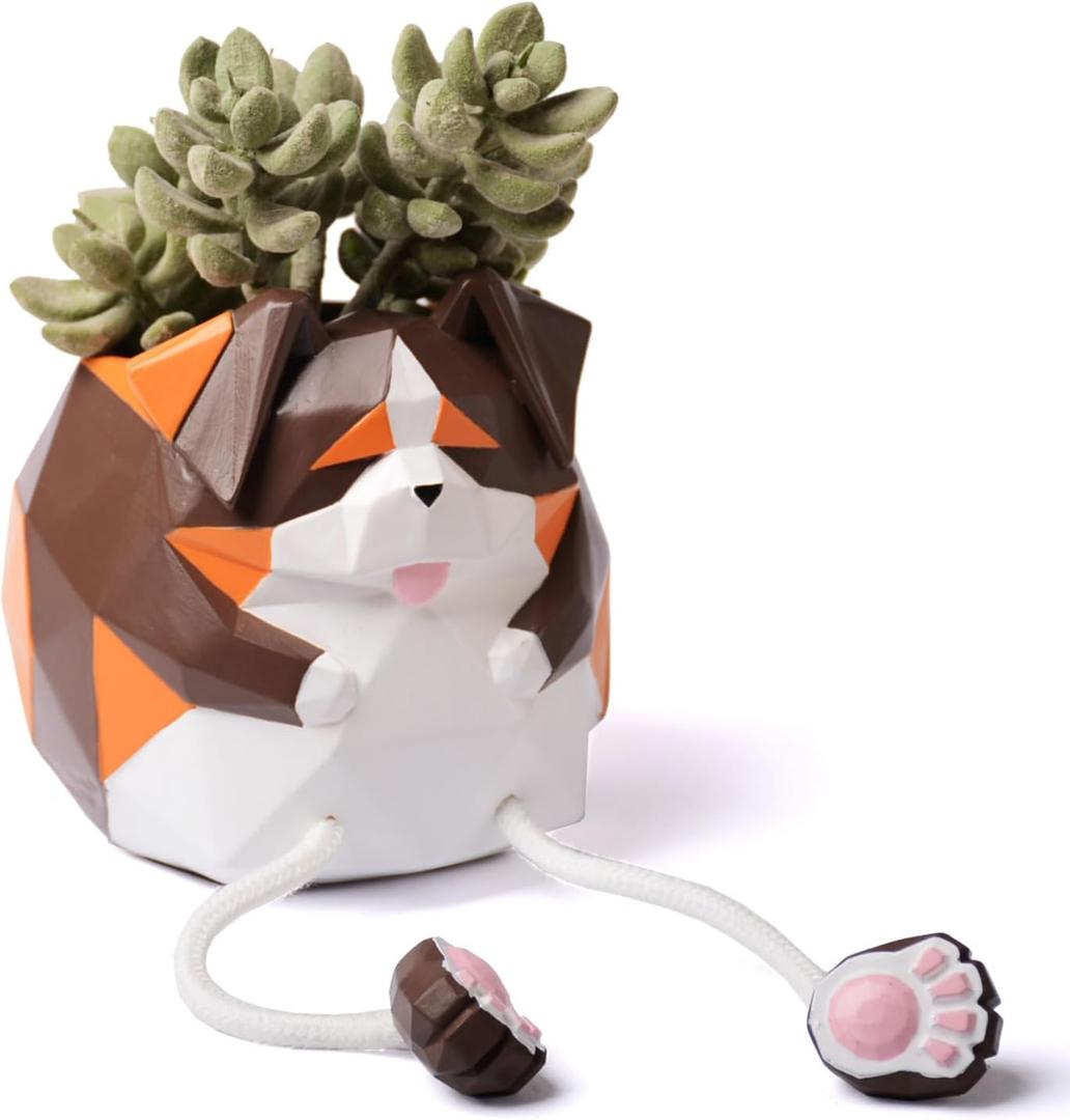 HAUCOZE Dog Statue Planter Succulent Pot Modern Animal Sculpture Home Decor Gift for Living Room Garden Shelf 4.9 Inch