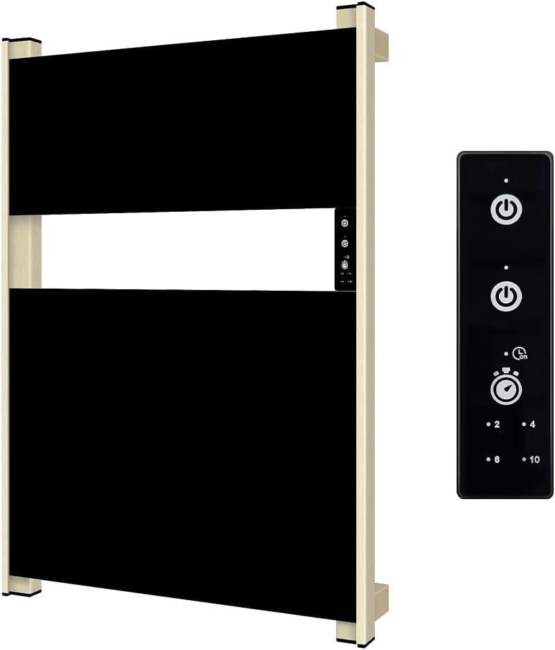 Heated Towel Rack for Bathroom, Towel Warmer with Timer Wall Mounted, Electric Towel Warmers, Bath Towel Heater with Black Tempered Safty Glass, Graphene, Towel Drying Rack- 26.8 x18 inch
