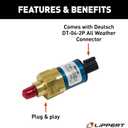 Lippert Replacement High-Pressure Hydraulic RV Leveling System Pressure Switch, Nason, 2,150 PSI, Deutsch DT-04-2P Plug-and-Play, All-Weather Connector - CD-GB-2150/WD194