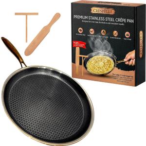 Crepe Pan 11 Inch - Comales Para Tortillas and Pancake Pan - Stainless Steel Crepe Pan Nonstick - Dosa Pan and Tortilla Pan - Flat Skillet for Roti Maker and Tawa