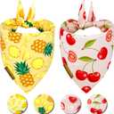 Summer Fruit Dog Bandanas 2 Pack 4 Pattern Reversible, Holiday Bandana for Boy and Girl, Premium Durable Fabric, Party Triangle Scarf for Medium to Extra Large Breed Dogs(X-Large)