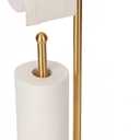 Gold Toilet Paper Holder with Shelf, Freestanding Tissue Holder Stand with Storage Space for Extra 4 Toilet Paper Rolls (Stainless Steel Base, Gold)