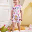 babee Reshinee Bamboo Viscose Toddler Unicorn Mermaid Girls Kids Pajamas Short Sleeve Summer Cool Snug fit Pjs 4-5T (Purple)