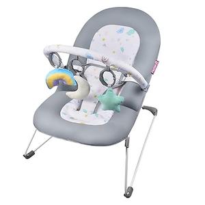 Q-MIULIKE Portable Baby Bouncer Chair with 3 Plush Toys, Soft Fabric, 0-9moths, <20lbs, Neutral Design