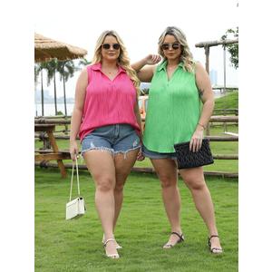 DOLNINE Womens-Plus-Size-Summer-Tank-Tops Dressy V Neck Collared Polo Shirts Casual Sleeveless Tunics Trendy Textured Blouses XL