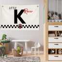 Toddler Boy Room Wall Decor,Name Sign Banner for Personalized Baby Boy Christmas Gifts,Little Racer Canvas Banner for Nursery Toddler Little Boy Bedroom Playroom,Initial K Gift,20x30 in