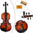 Rhythm Violin Set for Beginners,Acoustic Violins Starter Kit Package for Student,Beginners Fiddle with Hard Case, Rosin, Shoulder Rest, Bow, and Extra Strings (NATURAL, Full)