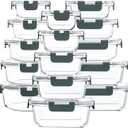 MCIRCO glass food storage containers 12pack, grey