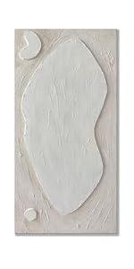 UXYZART White Abstract Canvas Wall Art, 24x48 inches Hand Painted 3d Textured Creative Oil Painting for Home Vertical Plaster Wall Art 2025 Minimalist Artwork