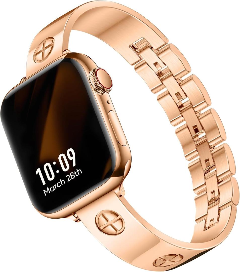 Missair Compatible with Apple Watch Band 38mm 40mm 41mm 42mm 44mm 45mm 46mm 49mm, Stainless Steel Metal Strap Women Dressy Bracelet Wristband for iWatch Series 10 9 8 7 6 5 4 3 2 1 SE Ultra