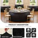 12 Pack 60 Inch Black Round Tablecloth with Skirt, Fitted Table Cover for 5FT Tables, Wrinkle Resistant and Washable Table Cloth for Wedding Party Banquet Buffet Indoor Outdoor Events