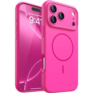 3 x Magnetic for iPhone 17 Pro Max Case, [Matte Solid Color] [Full Camera Protection] Protective Case for iPhone 17 Pro Max - Hot Pink