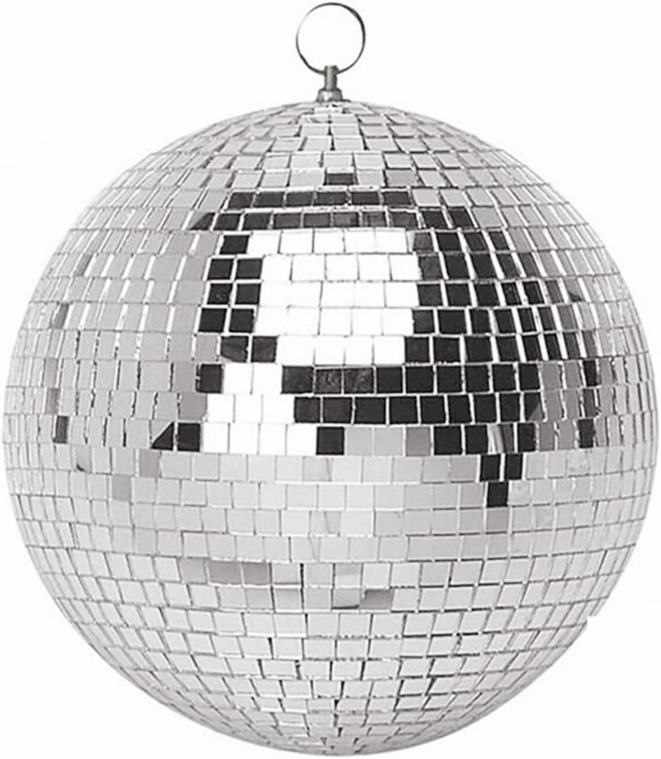 8 Inch Mirror Disco Ball Hanging Disco Ball for Party Stage Wedding Holiday Decoration, Silver