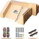 8-in-1 Fingerboard Skate Park Kit with 2 Mini Fingerboards, DIY Finger Skateboard Ramp Set for Kids Ages 5+